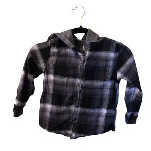 Wonder Nation Boys 8 Gorpcore Plaid Hooded Flannel Utility Shirt Grunge